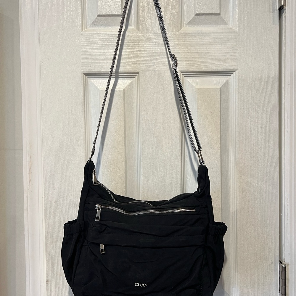 Black Crossbody Bag with Zip Pockets - Picture 2 of 4